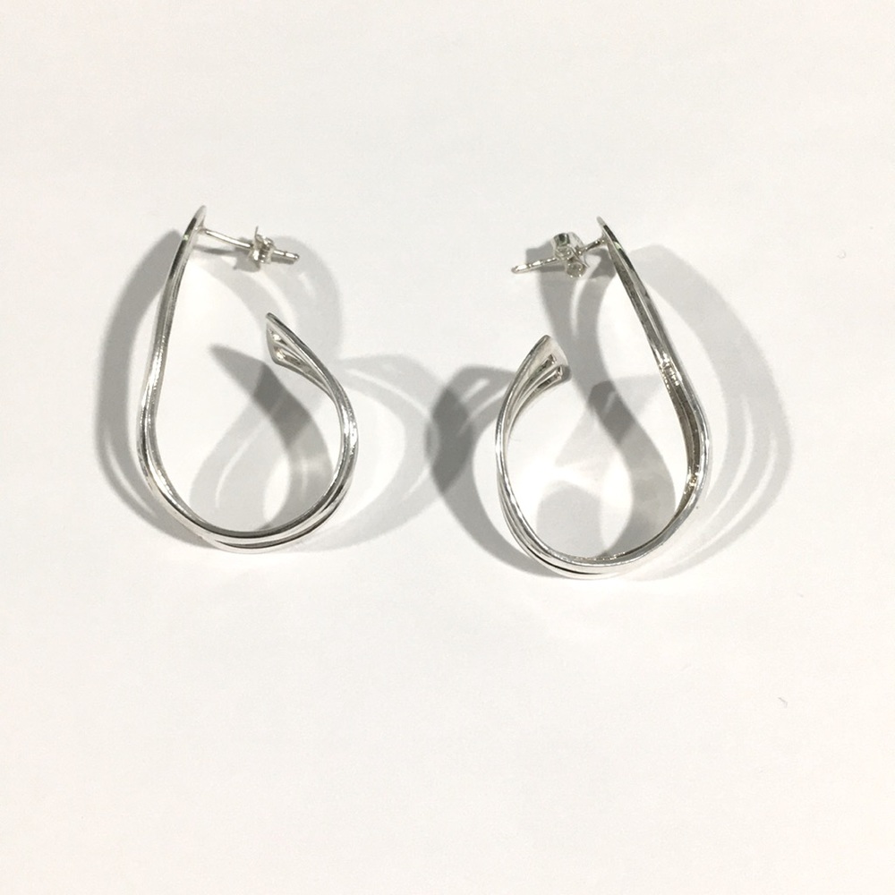 Vintage Sterling Silver Curved Dangling Earrings
